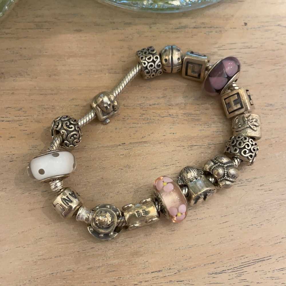 Pandora bracelet with charms